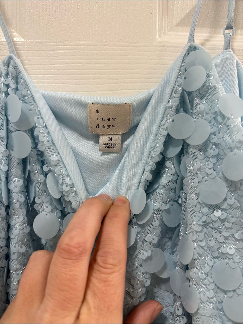 a new day Powder Blue Sequin Spaghetti Strap Dress - Picture 5 of 5